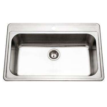 Houzer Premier 33 inch Stainless Steel Drop-in Topmount Single Bowl Kitchen Sink, Nested 20-Pack